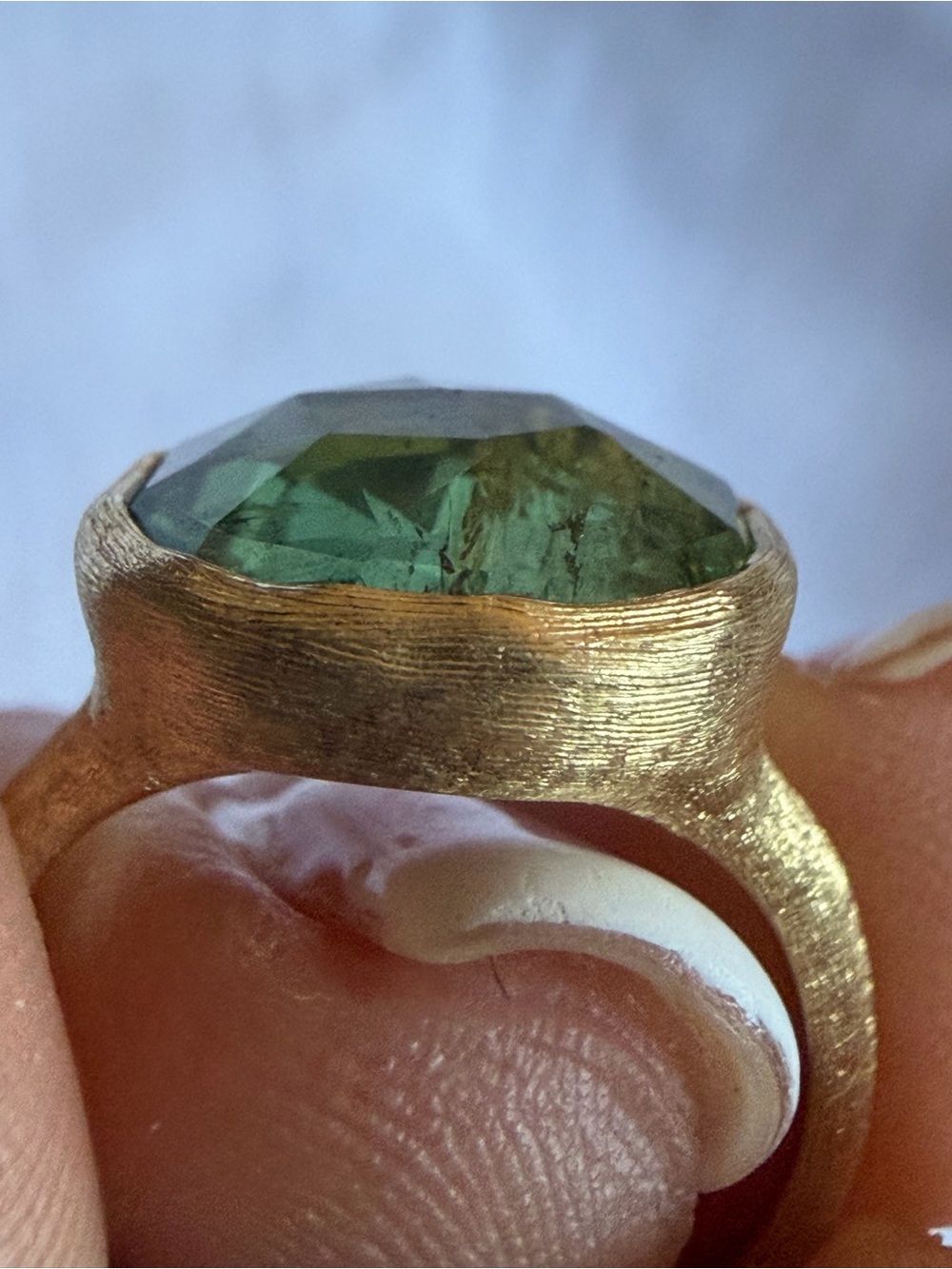 Marco Bicego Jaipur 18K Yellow Gold Green Tourmaline Rose Cut Ring Size 4.25 - Picture 11 of 16
